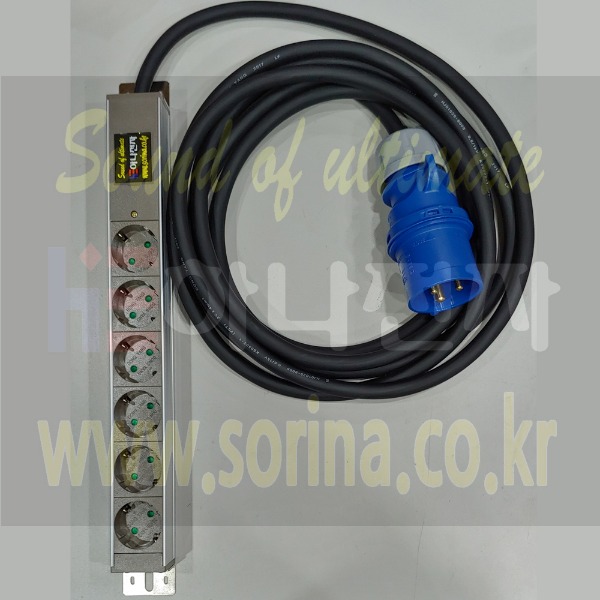 산업용 플러그 소켓 커넥터 전원 파워 16A 32A 알루미늄 6구 멀티탭 길이 IP44 250V 3P 2미터