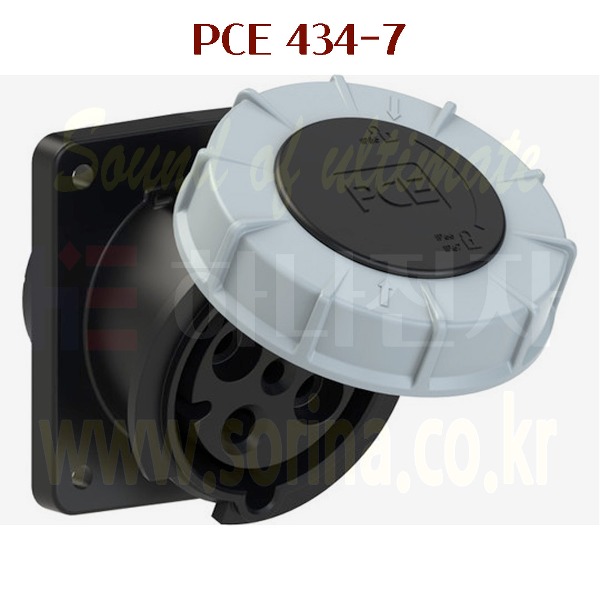 PCE 434-7 CEE 산업용 플랜지 산업용 커넥터 소켓 유럽형 콘센트 경사 500V 63A 4P 7h IP66/67 파워 트위스트 100x112