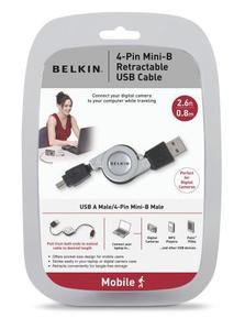 PureAV USB Retractable A to 4pin-mini B 케이블 0.9m