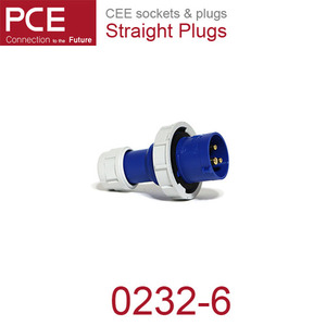 PCE 0232-6 CEE 산업용 플러그 32A 3P 6h 230V IP66/67 샤크 IEC60309 단상 숫놈 Male