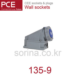 PCE 135-9 CEE 산업용 벽면 소켓 230V 63A 5P 9h IP66/67 파워 트위스트
