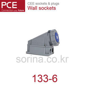 PCE 133-6 CEE 산업용 벽면 소켓 63A 3P 6h 230V IP66/67 파워 트위스트