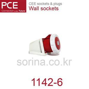 PCE 1142-6 CEE 산업용 벽면 소켓 16A 4P 6h 400V IP66/67