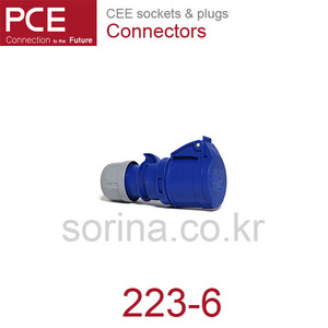 PCE 223-6 CEE 산업용 커넥터 32A 3P 6h 230V IP44 샤크 리셉터클 IEC60309 단상 산업용 모빌 소켓 암놈 Female