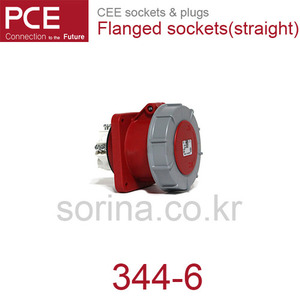 PCE 344-6 산업용플러그/플랜지소켓 CEE sockets &amp; plugs / Flanged sockets (straight) 344-6 IP67/400V/125A/3P+G 120x120