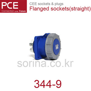 PCE 344-9 산업용플러그/플랜지소켓 CEE sockets &amp; plugs / Flanged sockets (straight) 344-9 IP67/230V/125A/3P+G