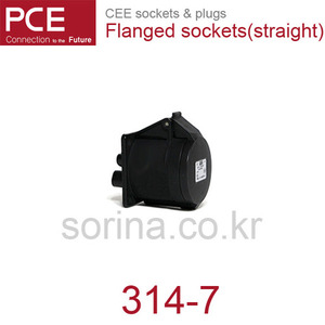 산업용플러그/플랜지소켓 CEE sockets &amp; plugs / Flanged sockets (straight) 314-7 IP44/500V/16A/3P+G 