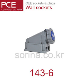 PCE 143-6 CEE 산업용 벽면 소켓 125A 3P 6h 230V IP66/67 파워 트위스트