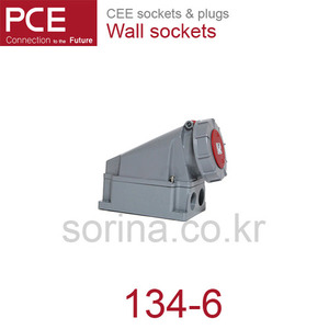PCE 134-6 CEE 산업용 벽면 소켓 63A 4P 6h IP66/67 파워 트위스트