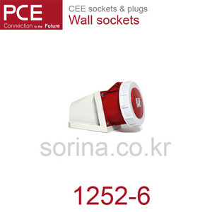 PCE 1252-6 CEE 산업용 벽면 소켓 32A 5P 6h 400V IP66/67