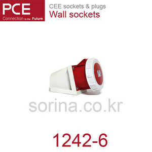 PCE 1242-6 CEE 산업용 벽면 소켓 32A 4P 6h 400V IP66/67
