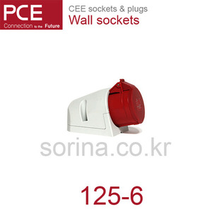 PCE 125-6 CEE 산업용 벽면 소켓 32A 5P 6h 400V IP44