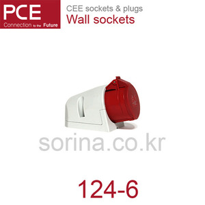 PCE 124-6 CEE 산업용 벽면 소켓 32A 4P 6h 400V IP44