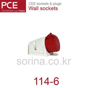 PCE 114-6 CEE 산업용 벽면 소켓 16A 4P 6h 400V IP44