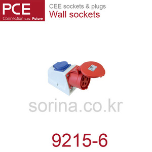 PCE 9215-6 CEE 산업용 벽면 소켓 콤보 16A 5P 6h 400V IP44