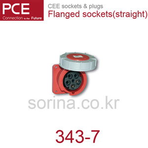 산업용플러그/플랜지소켓 CEE sockets &amp; plugs / Flanged sockets (straight) 343-7 IP67/500V/125A/2P+G 