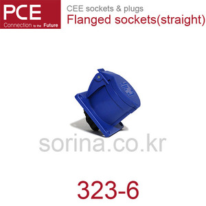 산업용플러그/플랜지소켓 CEE sockets &amp; plugs / Flanged sockets (straight) 323-6 IP44/230V/32A/2P+G 70x70